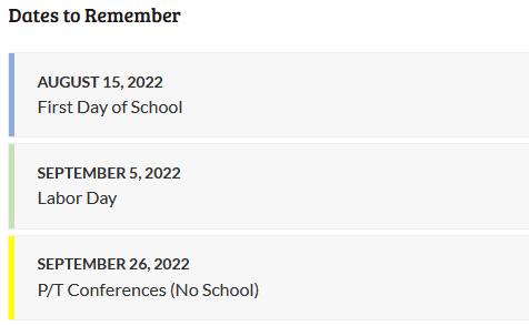 Dates to Remember Aug-Sept 22